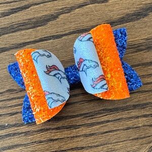 Denver Broncos Glitter Hair Bow - Orange & Blue